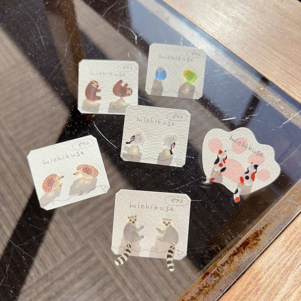 [手作家] 動物耳環 (貓/刺蝟/樹懶/長尾雀/環尾狐猴)