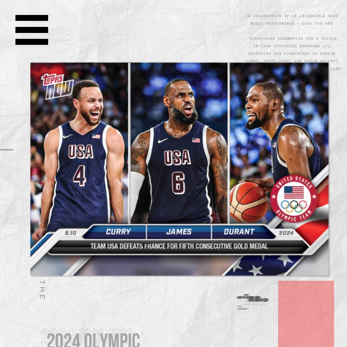 |限量收單| 🏅2024 Olympic Games 美國夢幻隊金牌 限量球員卡