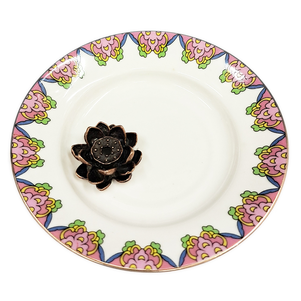 蓮花香插+吉祥花陶瓷圓盤【十方】151828