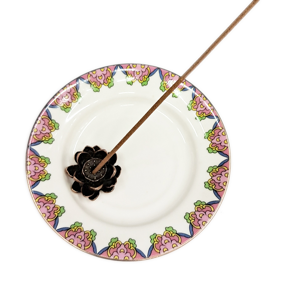 蓮花香插+吉祥花陶瓷圓盤【十方】151828