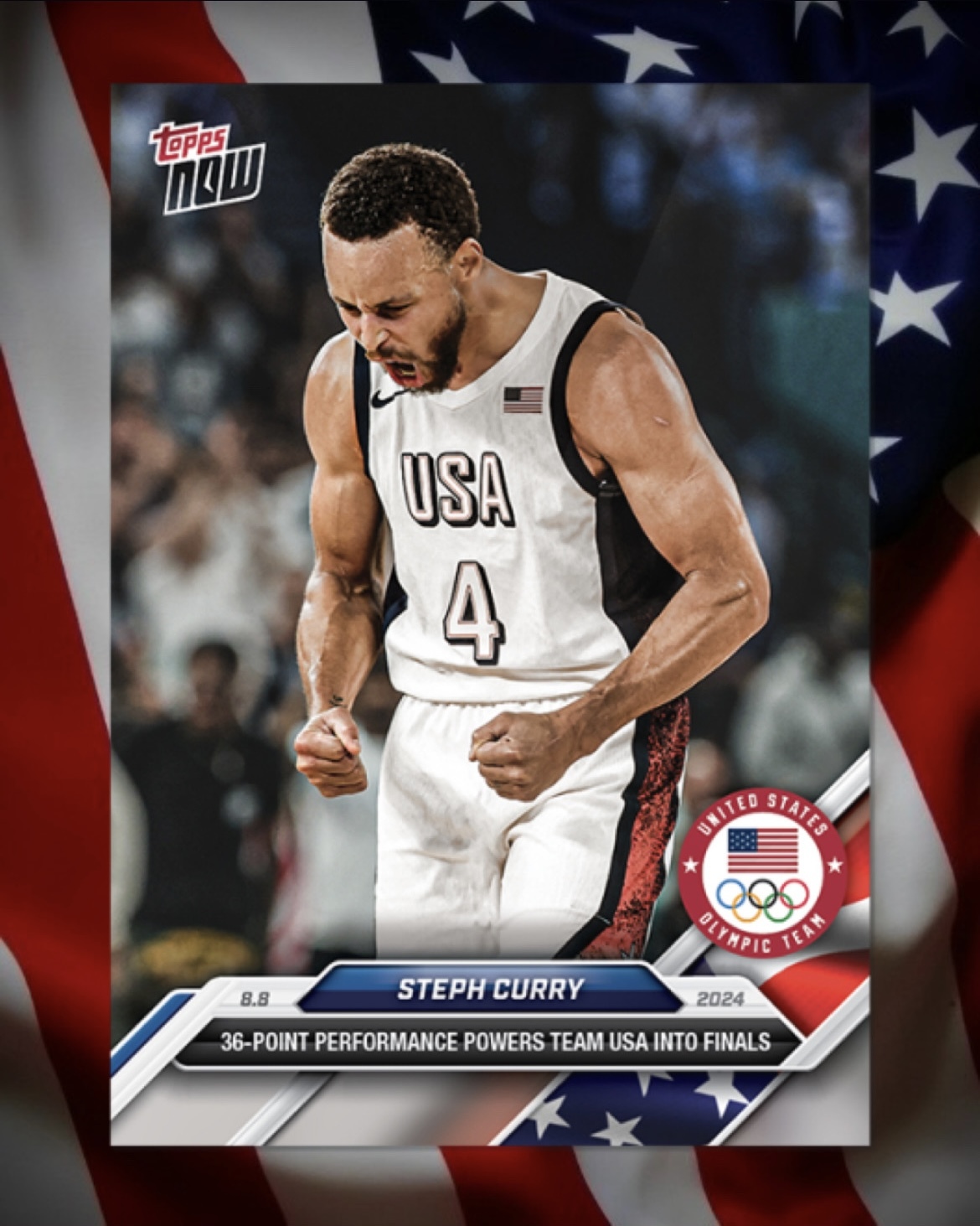 【現貨】TOPPS NOW x 2024 Olympic Steph Curry 史蒂芬 柯瑞 奧運限定 紀念卡 限量卡