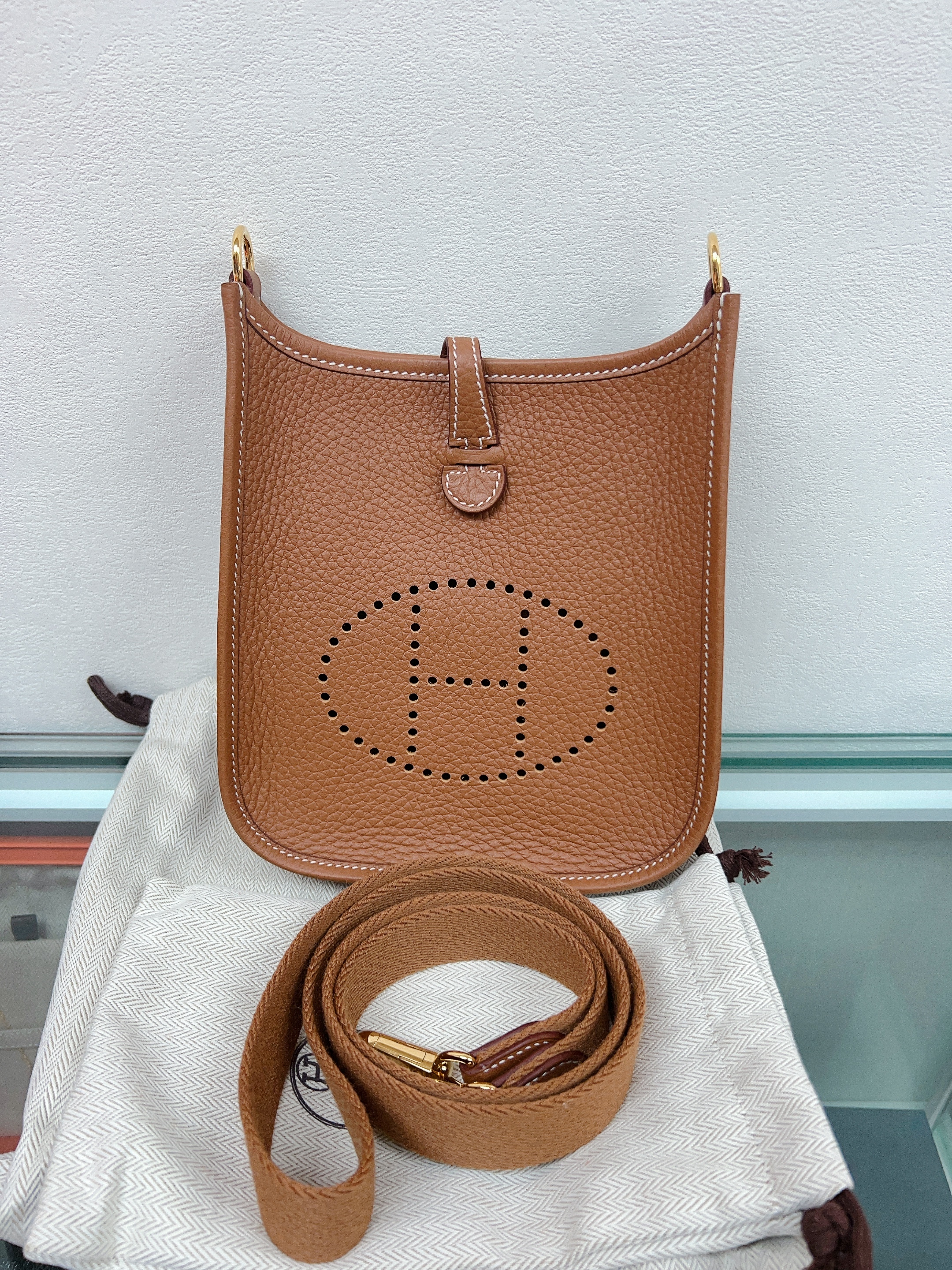 *Brand New* Hermes mini evelyne (Gold GHW/ stamp w)
