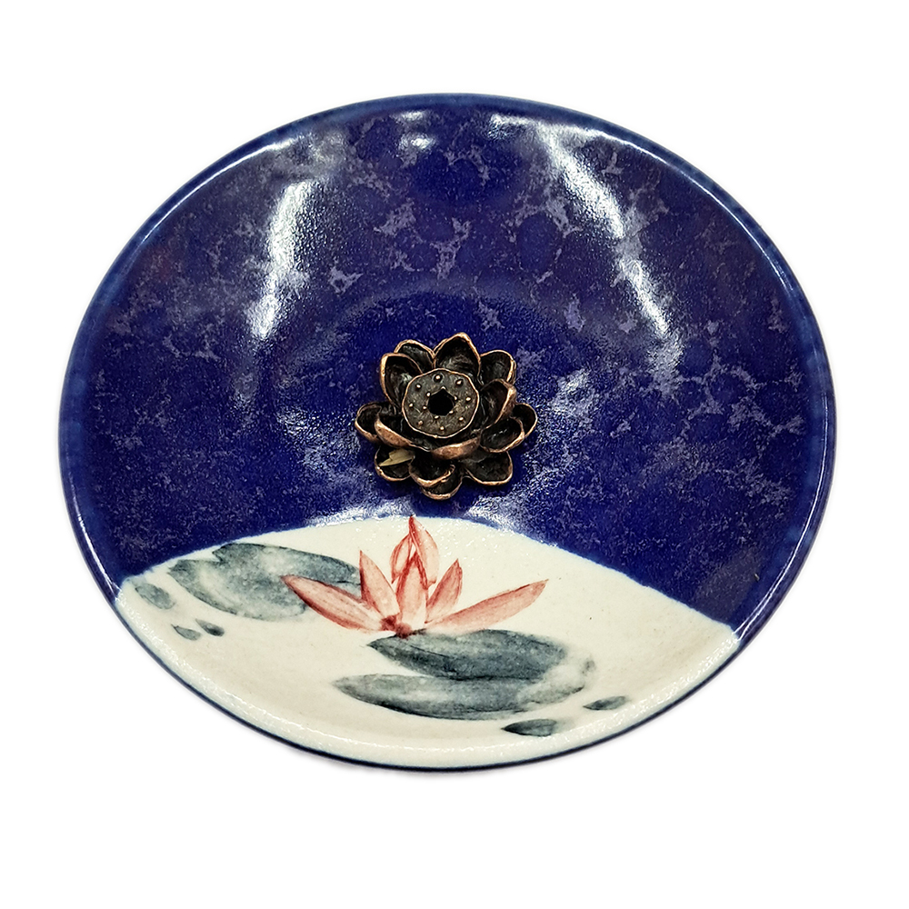 蓮花香插+蓮花瓷盤【十方】153561