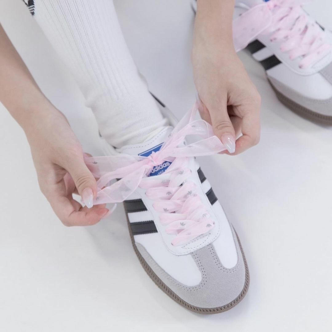 現貨┃adidas 紗質緞帶 三葉草logo 鞋帶組 兩副一組