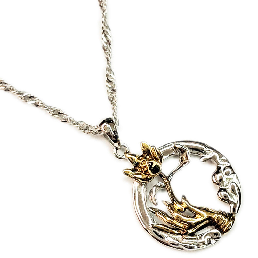 手持莲花镀金{纯银}+纯银項鍊【十方】153573