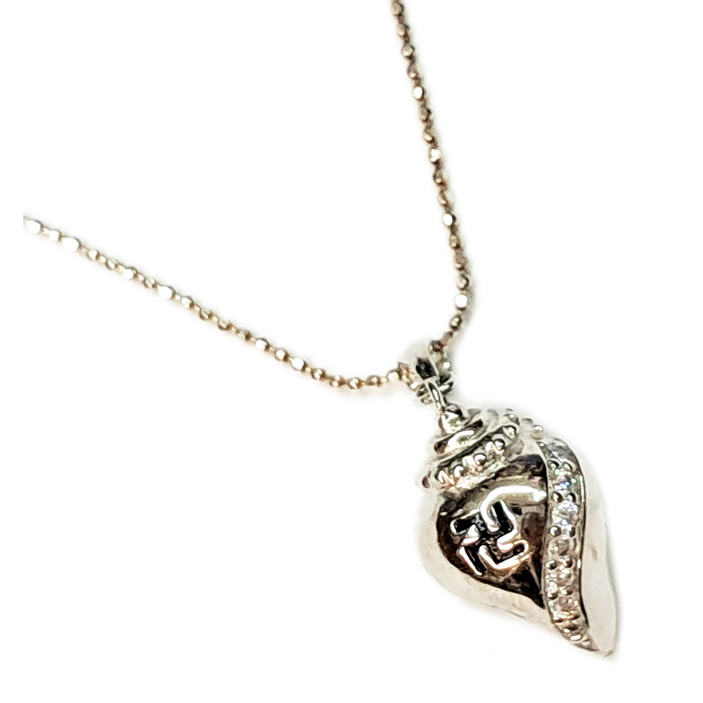 卍 海螺形鑲鋯石{925純銀}+純銀項鍊【十方】153576