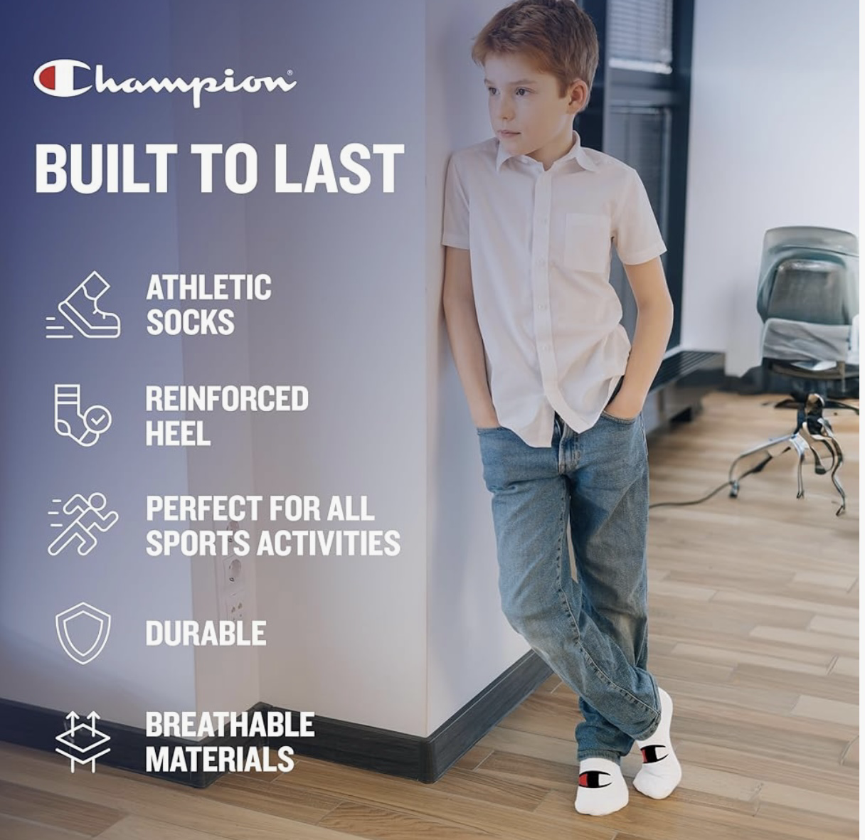 【現貨】 Champion  F081091 中童襪（size9-11有12對）