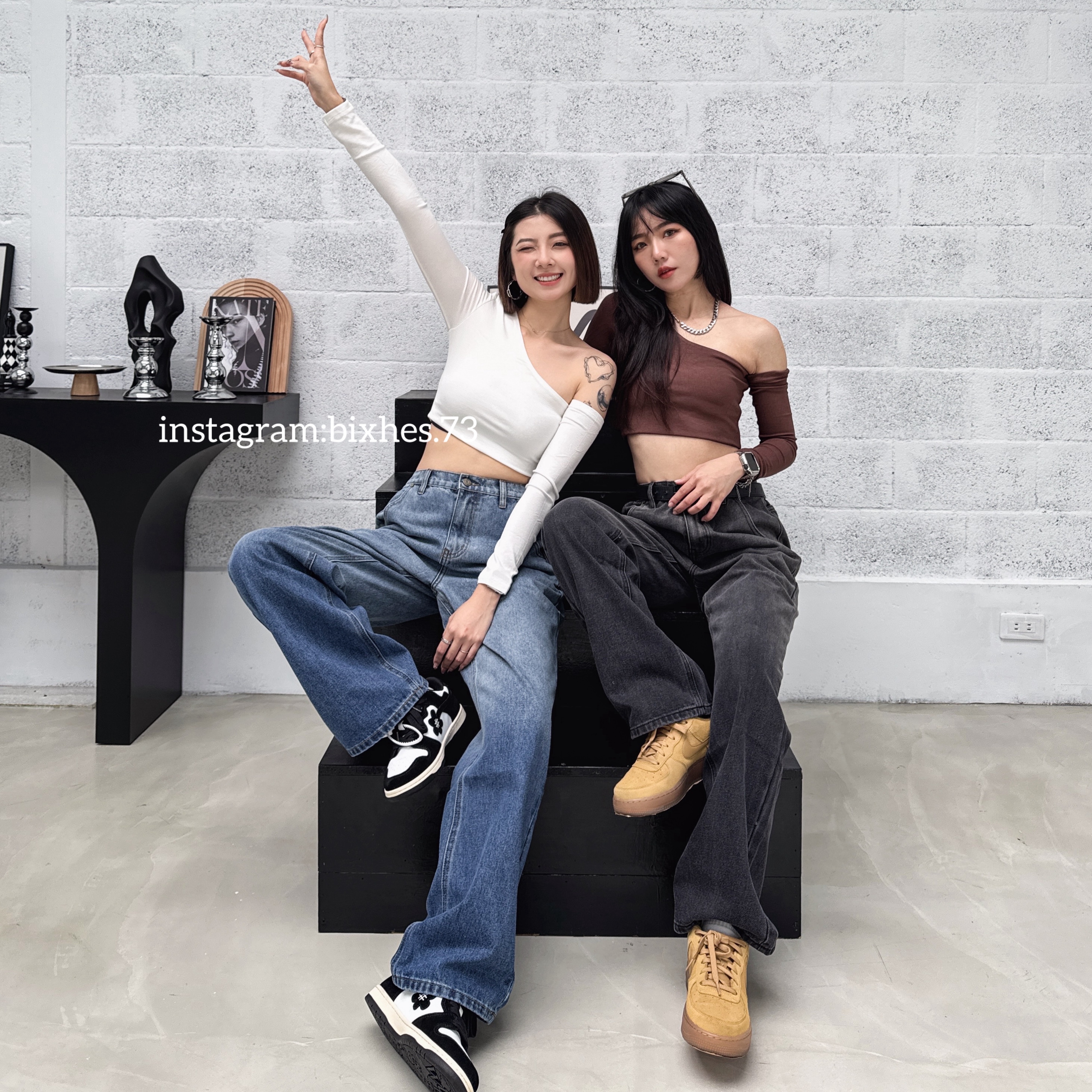 熱賣款！質感重磅水洗闊腿牛仔褲(E00093)