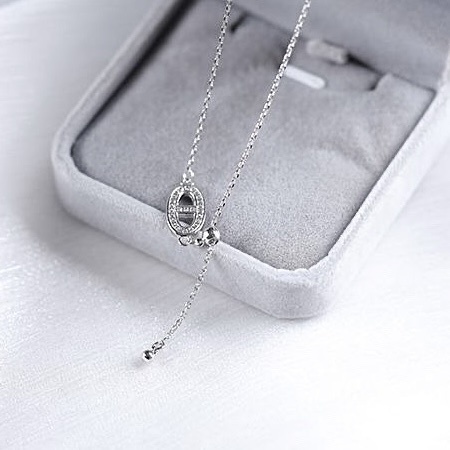 silver豬鼻子”銀鑽細鍊圓珠抽拉項鍊