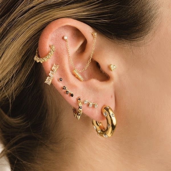 gold金屬鑽不規則c圈重磅耳釘