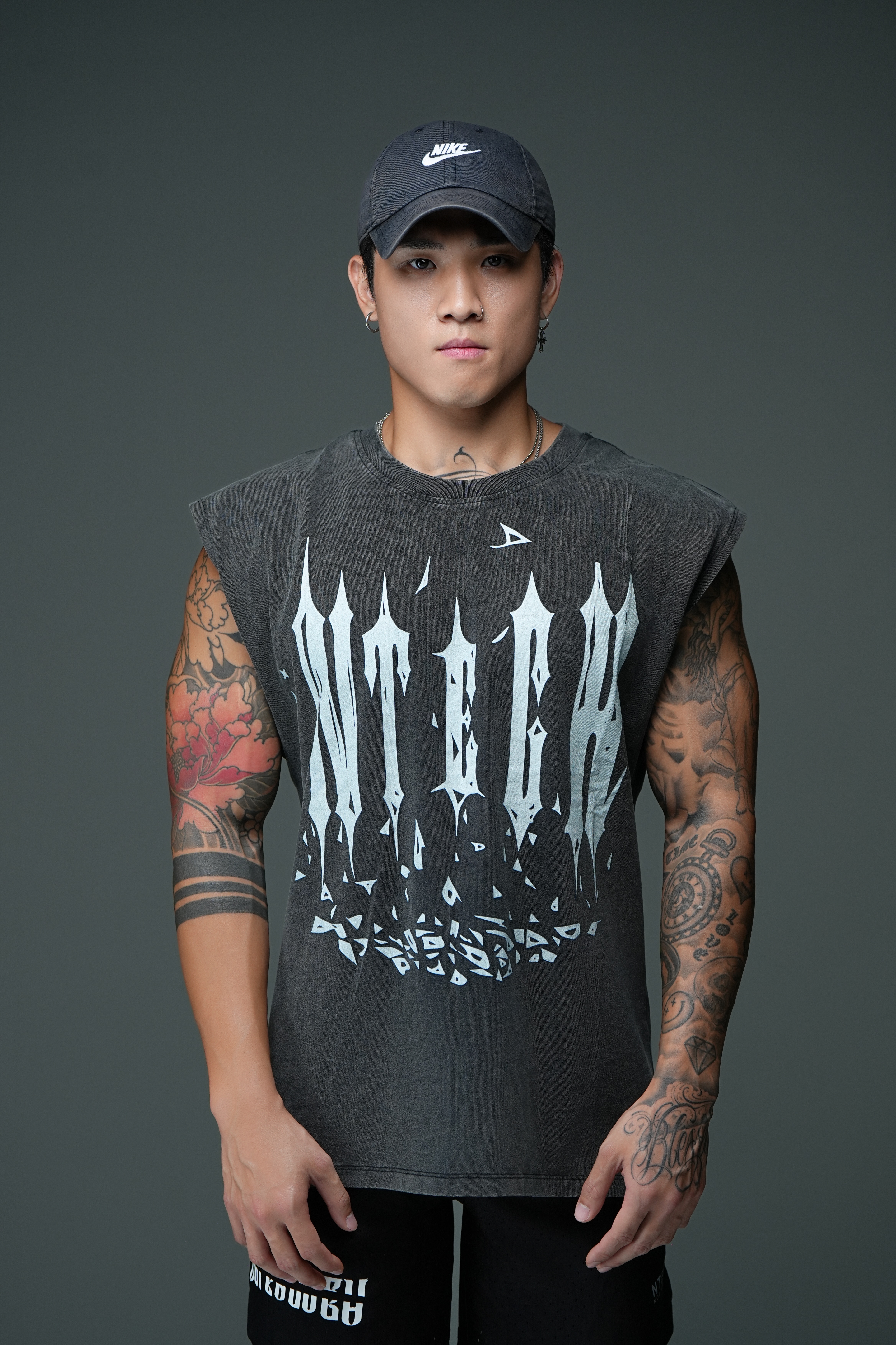 NTEGH METALLIC WASHED TANK (BLACK)