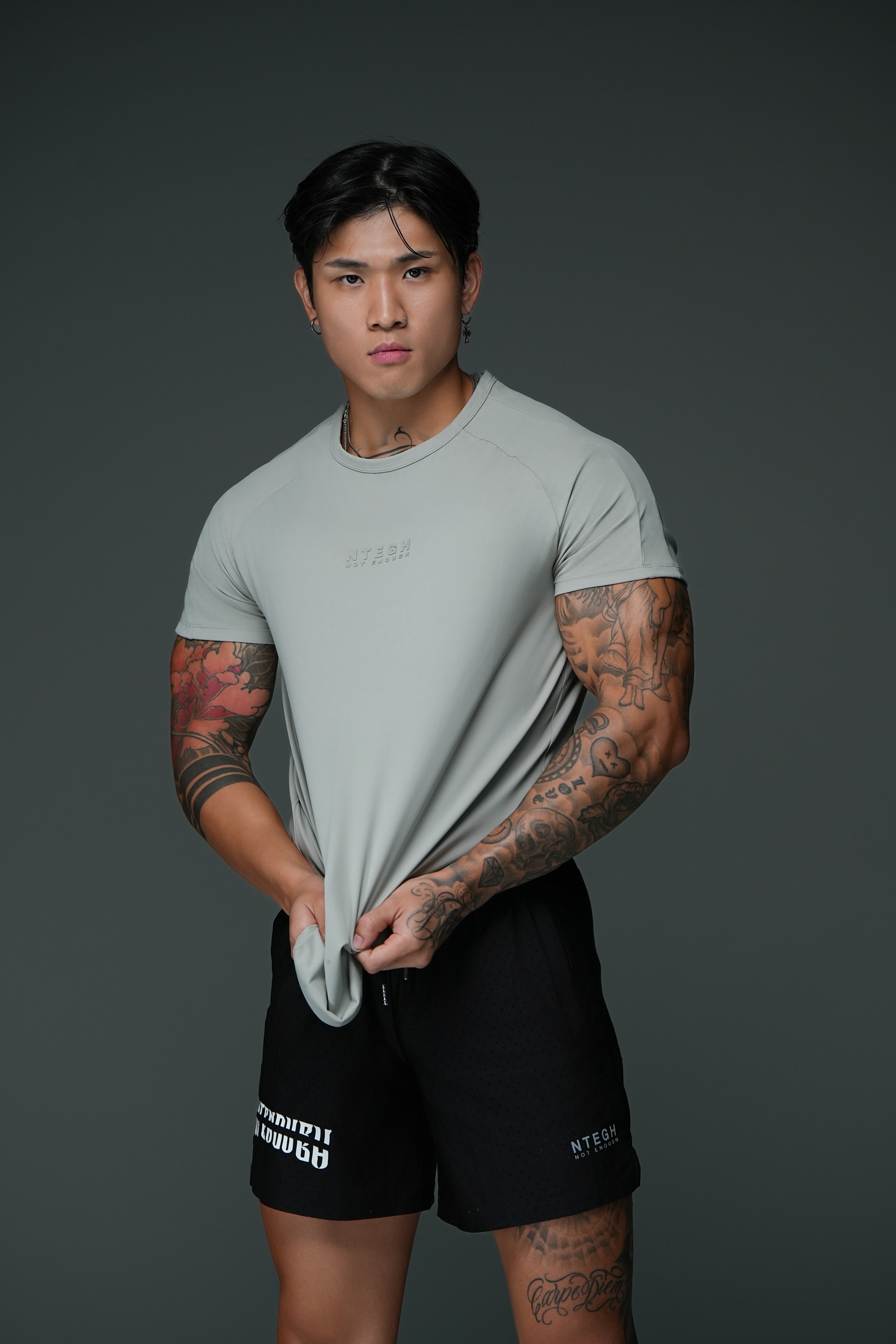 NOT ENOUGH MUSCLE SPORT TEE (Wickham Gray)