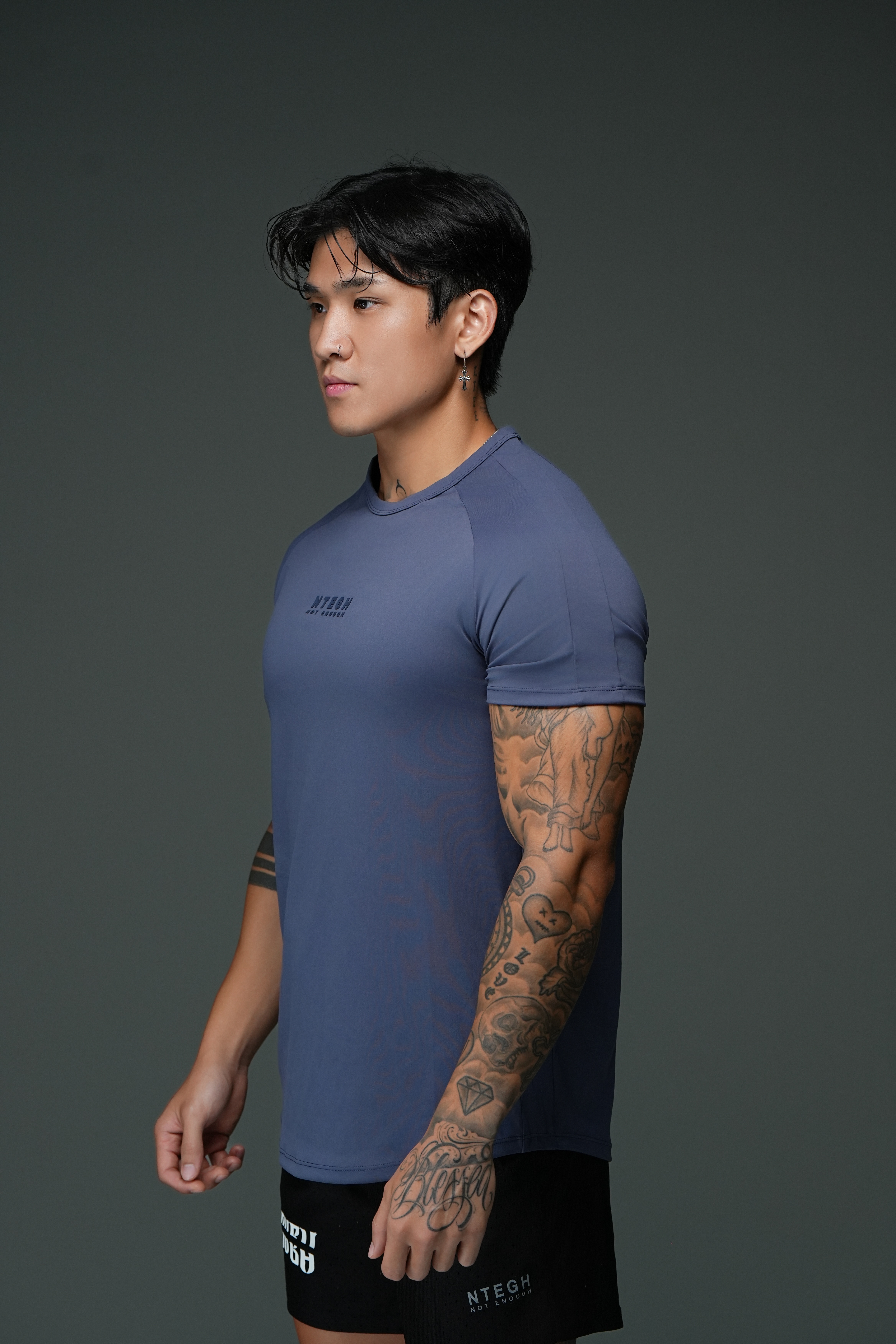 NOT ENOUGH MUSCLE SPORT TEE (DARK BLUE)