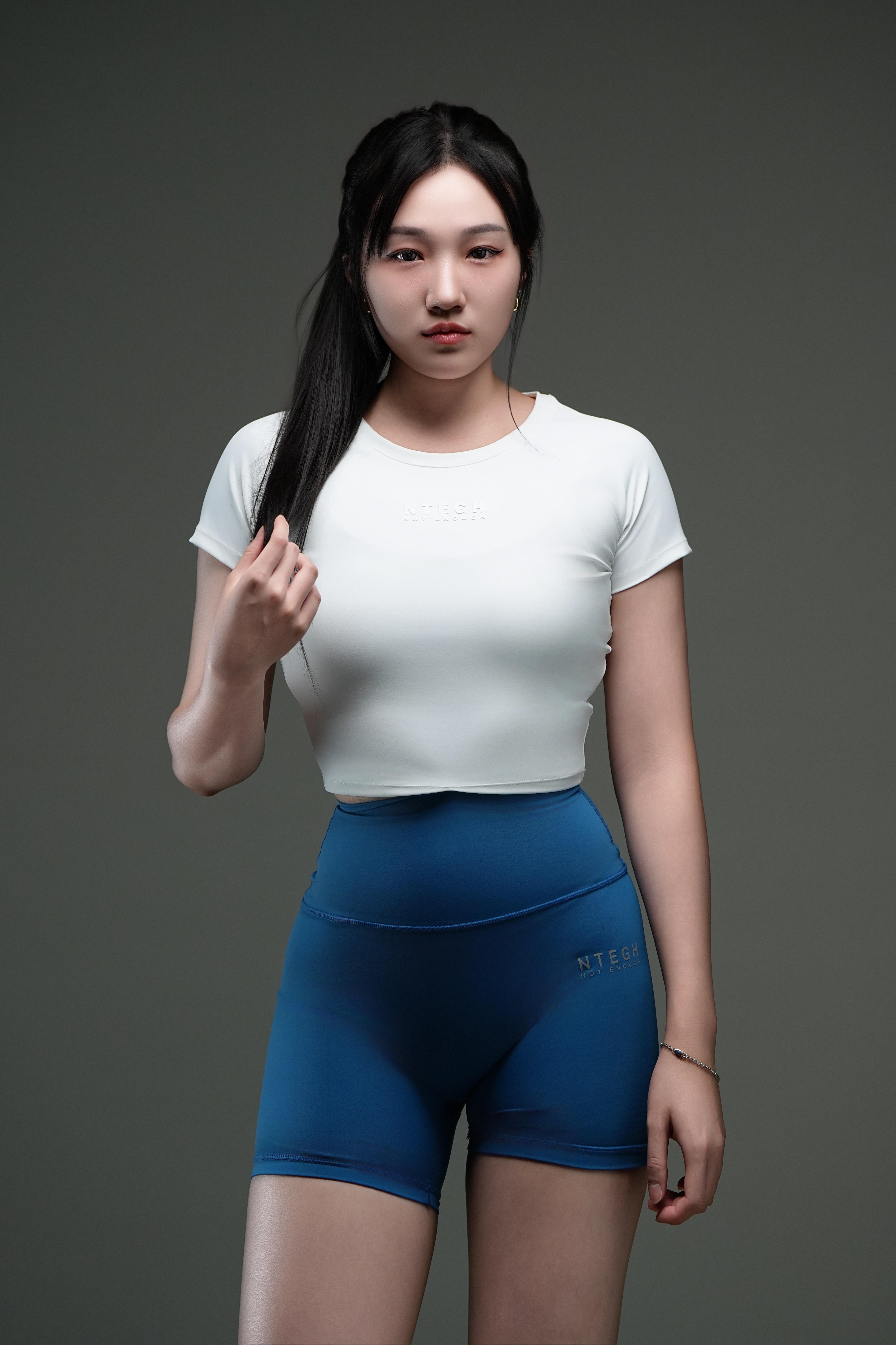 NOT ENOUGH Women Slim Cropped Sport Tee (Absolute White)