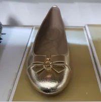 [S] MICHAEL KORS HONEY BALLET SHINY METALLIC FAUX LEATHER,PALE GOLD, 49S4HNFP1M-PALEGOLD (SMK974)