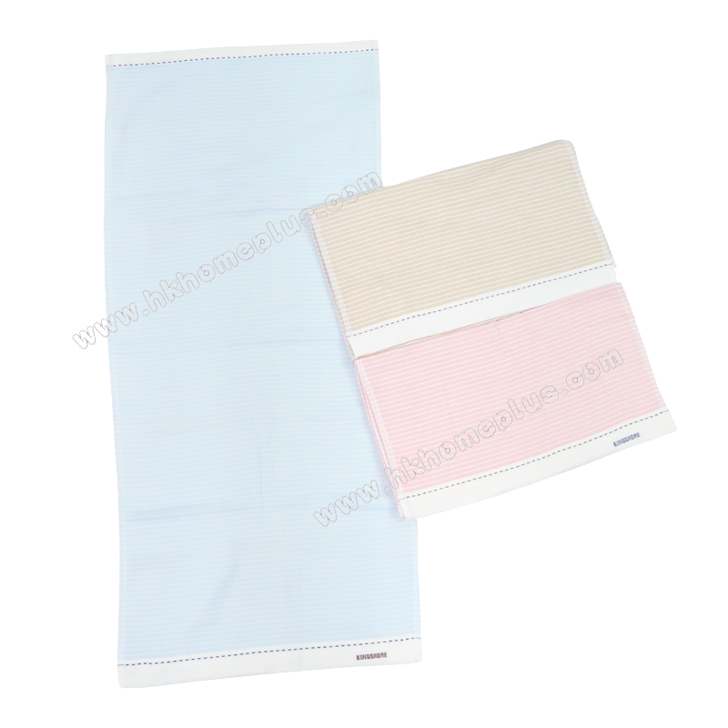 3條裝 紗巾面毛巾底間條面巾