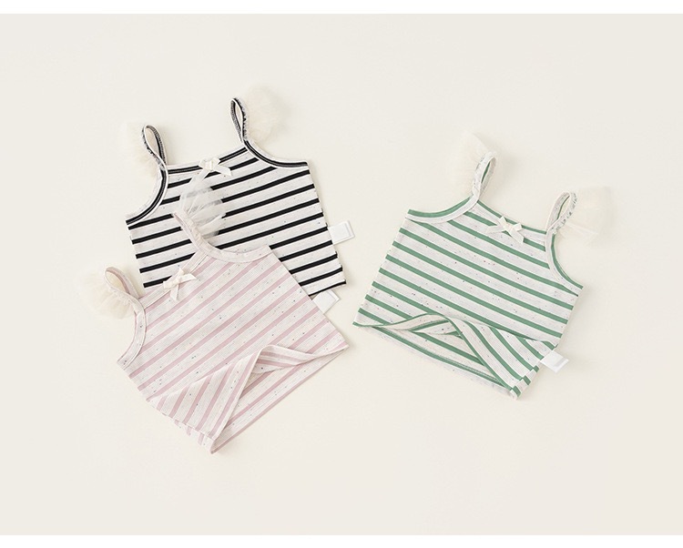 三色條紋短版合身背心