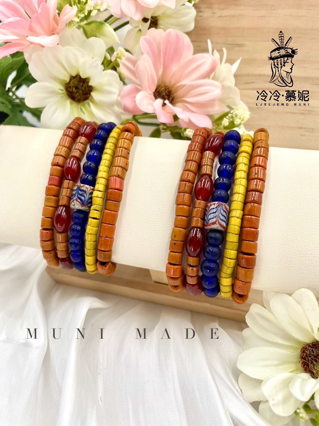 Muni-No.80貿易老珠五排手鍊16cm
