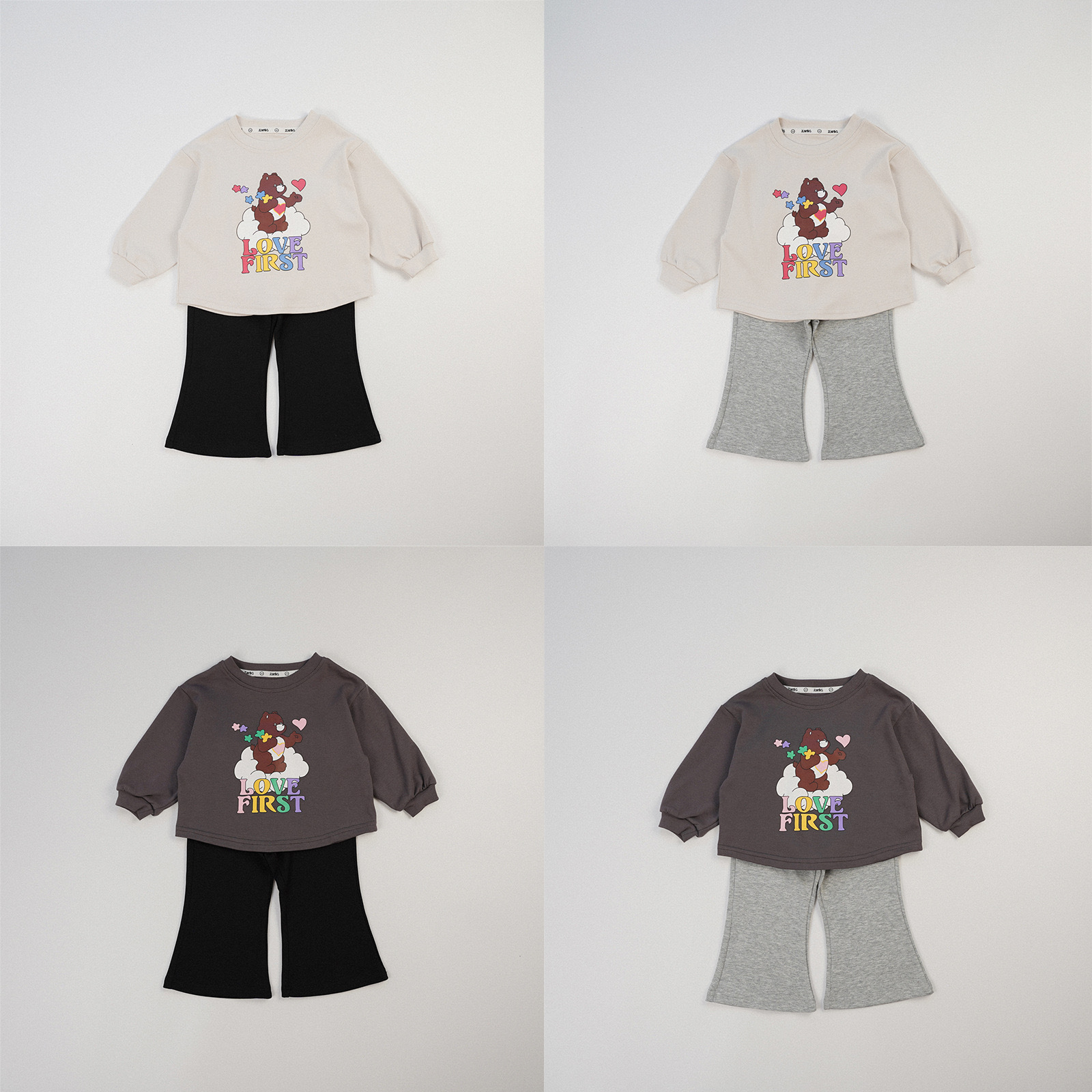 lovefirst兩色糖果熊大學T