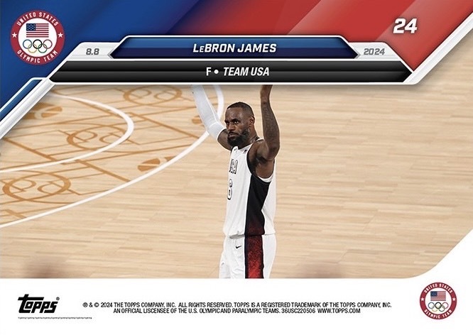 #現貨 TOPPS NOW® x 2024 Olympic LeBron James 奧運限定 勒布郎 詹姆斯 球員卡 珍藏卡