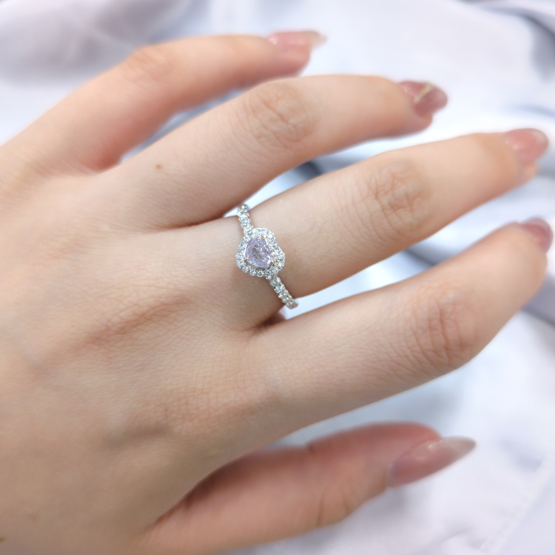 18K Gold 0.45ct Light Pink Heart Shaped Diamond Ring