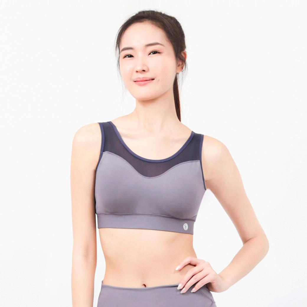 【STAR LACE】矽米子網紗U型三排扣上衣(運動內衣、機能內衣)