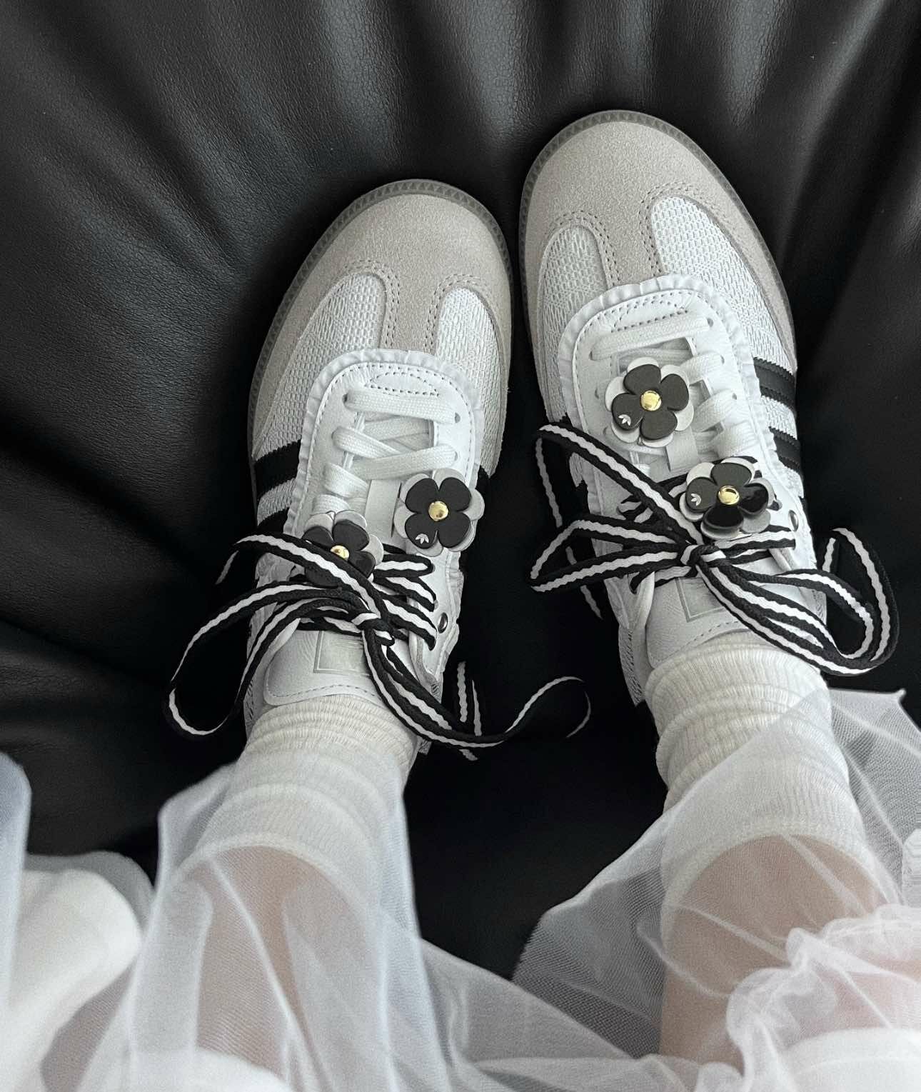 Adidas Originals Samba OG 白黑色 芭蕾風 蕾絲花花 花花鞋扣
