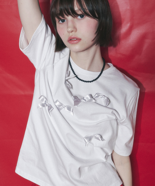 RONRON REAL RIBBON BOW T SHIRT