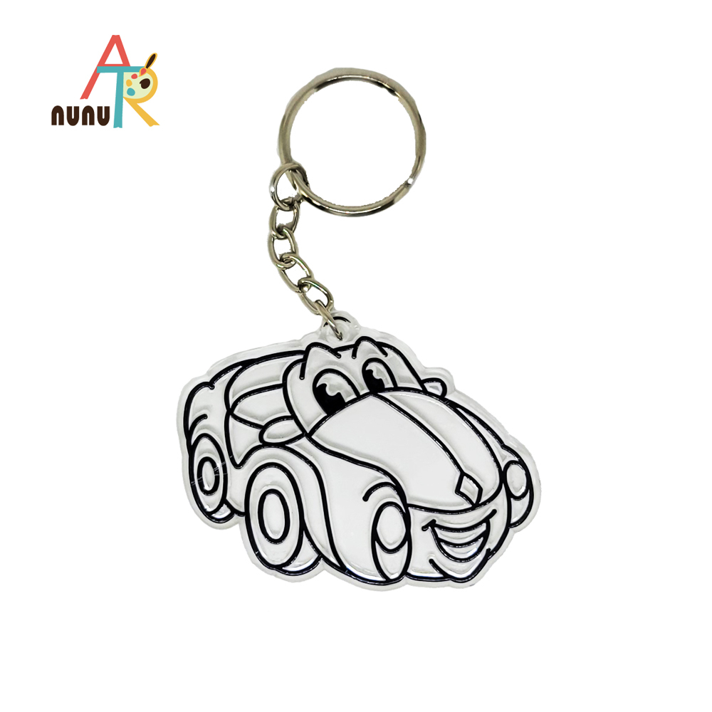 【nunuART】玩色系列- MIT無毒創意玻璃彩繪貼 - 鑰匙圈 汽車 (NKH04C)