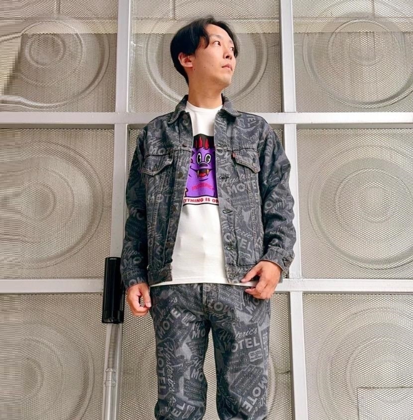 HYSTERIC GLAMOUR 2024 MOTEL PATTERN DENIM JACKET - BLACK PRE ORDER ITEM (預訂中)