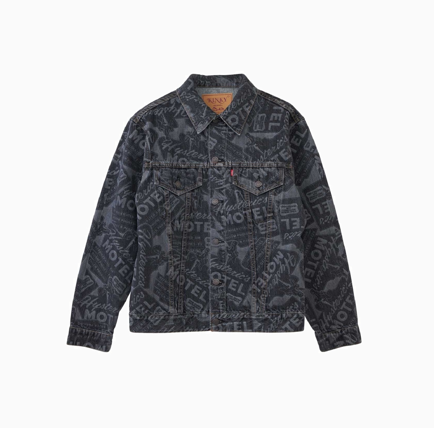 HYSTERIC GLAMOUR 2024 MOTEL PATTERN DENIM JACKET - BLACK PRE ORDER ITEM (預訂中)