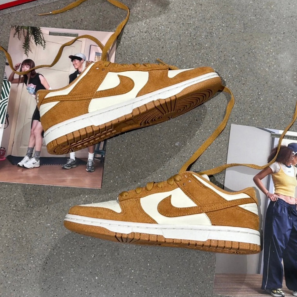 NIKE DUNK LOW NN "FLAX SUEDE" 小麥 奶茶棕 小熊棕 咖哩 環保材質 輕量 女生復古休閒鞋 HJ7673-100