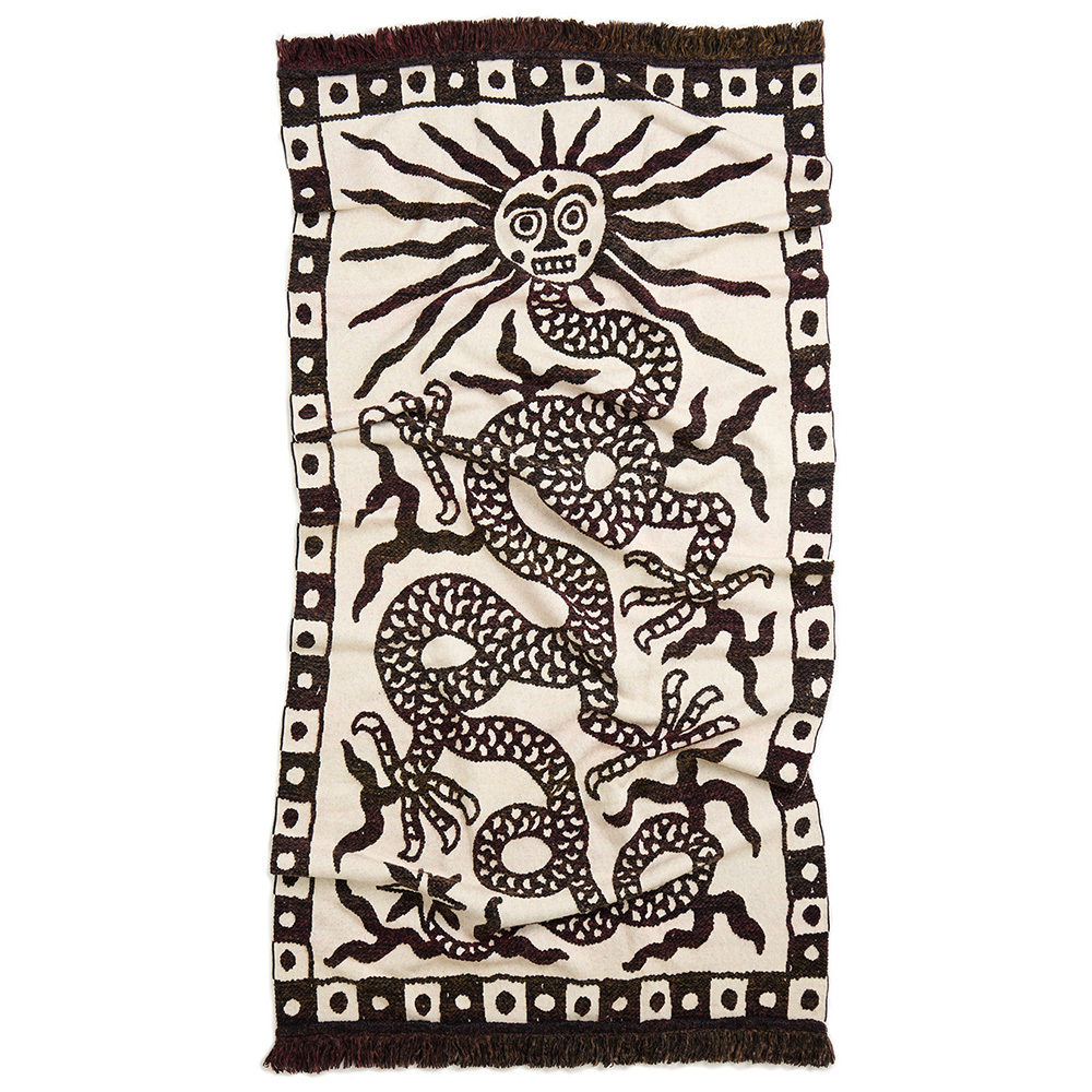 [M.F.D.T] Moon Face Dragon Fringe Throw