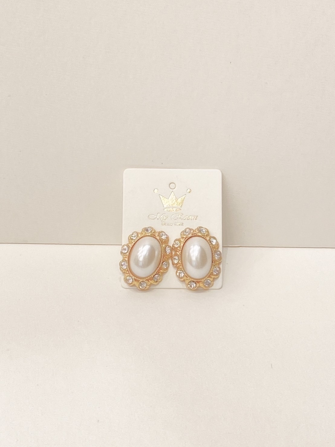 法式珍珠金鑽耳環