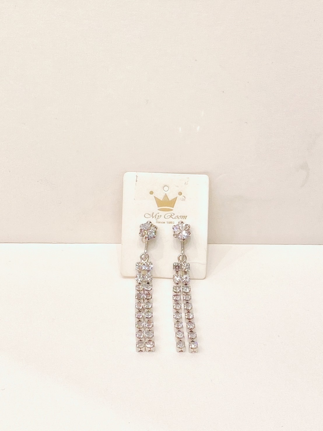 雙垂墜鑽夾式耳環