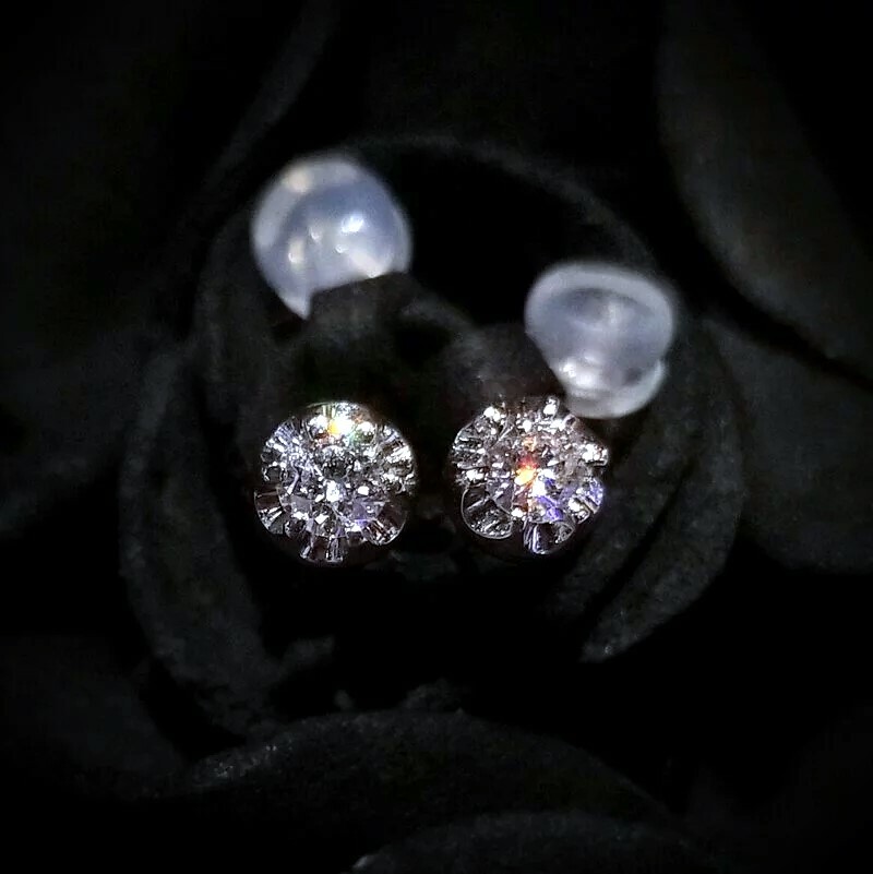 全新18K白金【主石30份鑽石】耳環