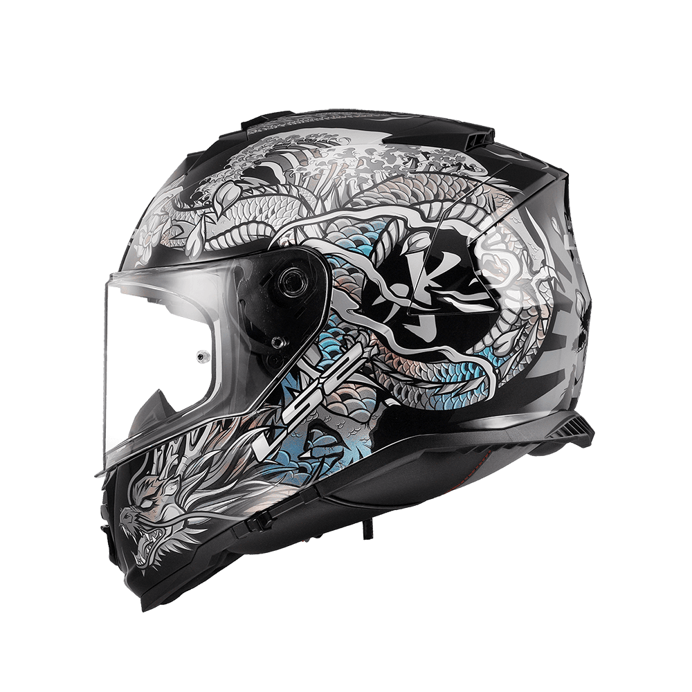 LS2 FF800 STORM-II 龍神 黑銀 彩繪 全罩帽 內墨片款式