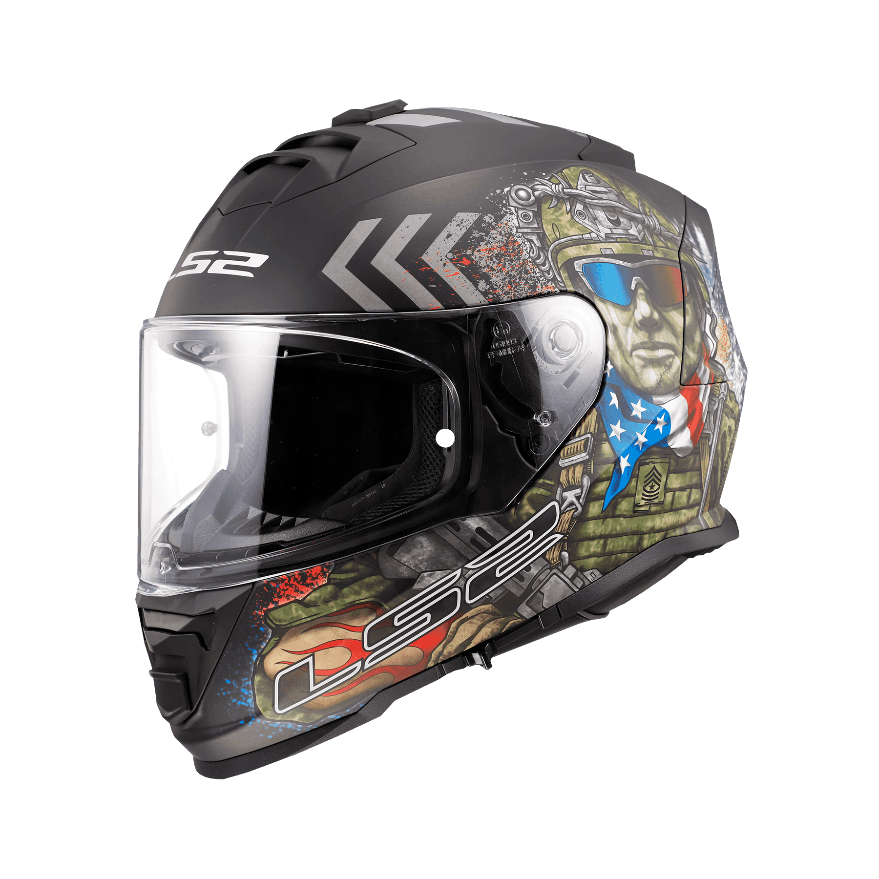 LS2 FF800 STORM-II Commando 突擊隊 消光黑 彩繪 全罩帽 內墨片款式