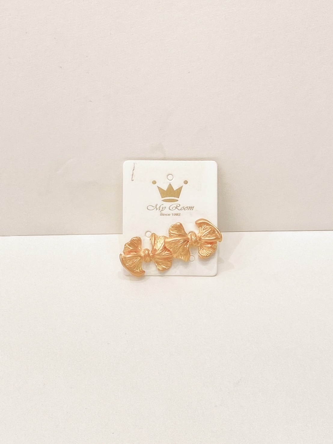 金緞帶蝴蝶結耳環