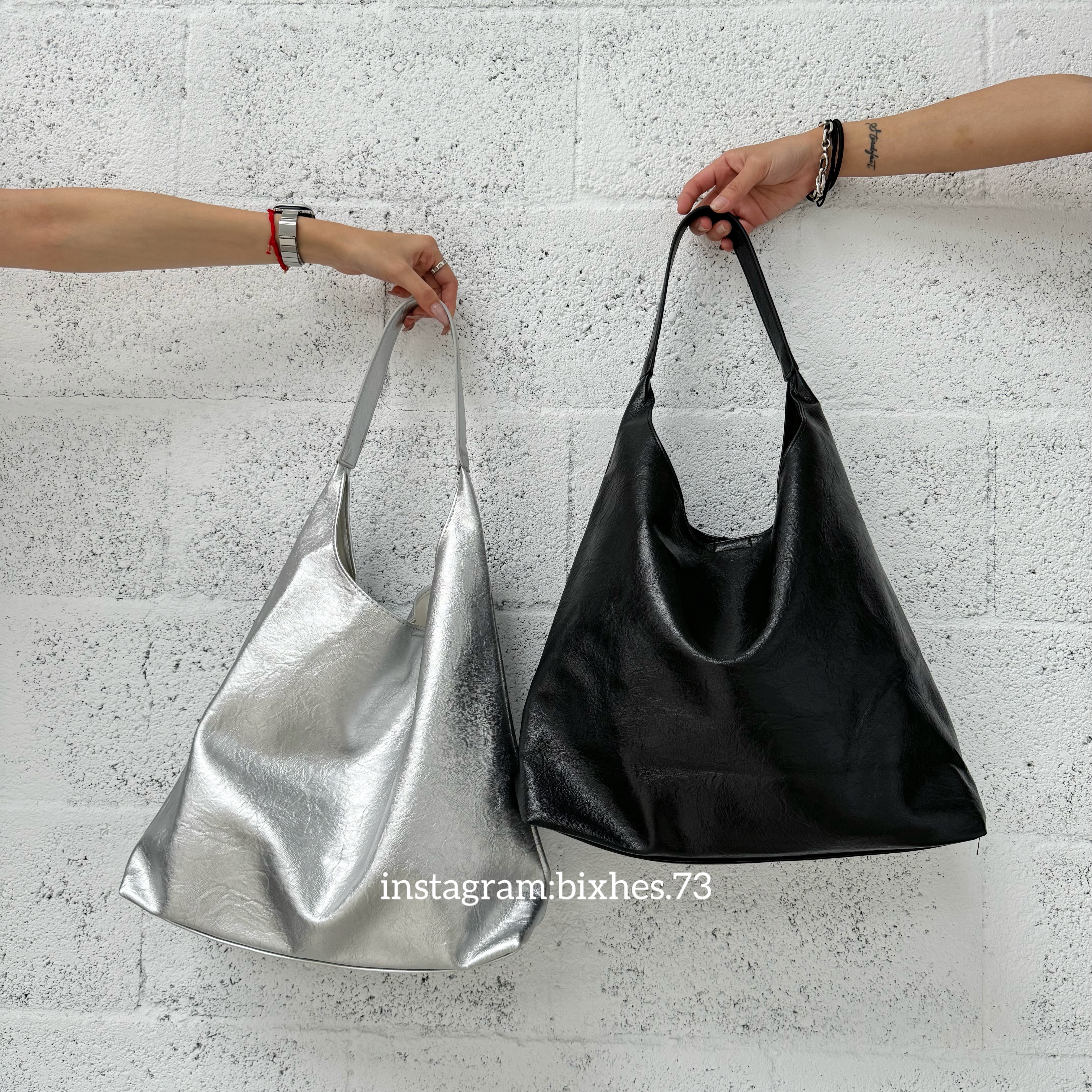 皺摺感軟皮手提托特包(M00033)