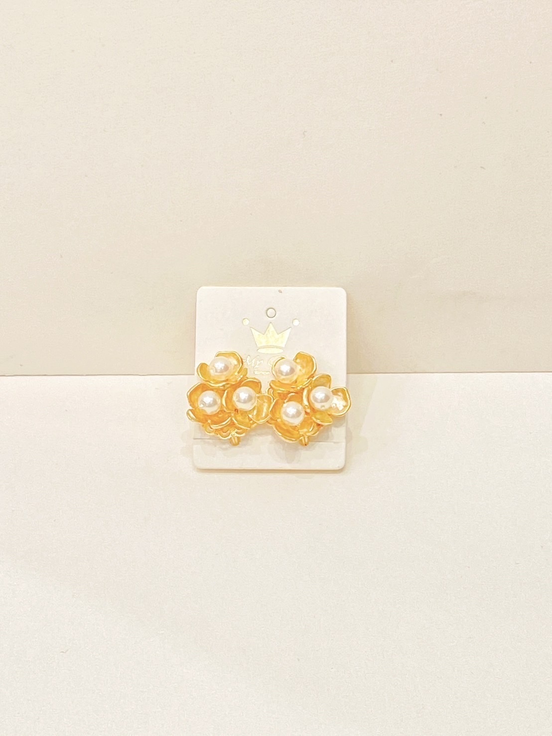 珍珠花夾式耳環