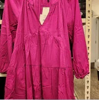 [S] DKNY RAGLAN SLEEVE TIERED DRESS,RASPBRRY COCKTAIL, DJ4D9021-H0J (SD1051)