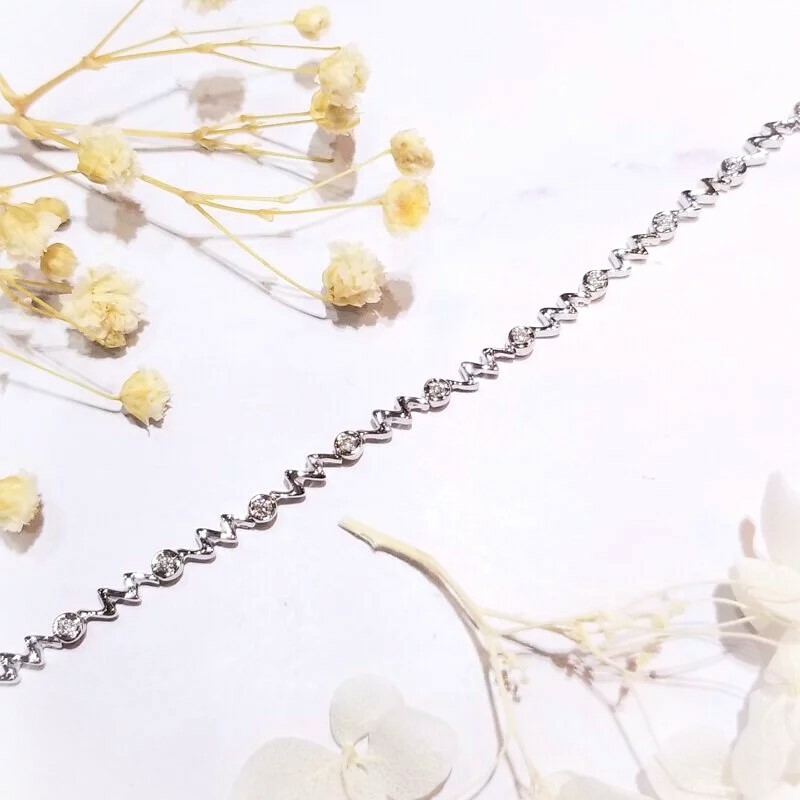 全新18K白金20份鑽石手鍊