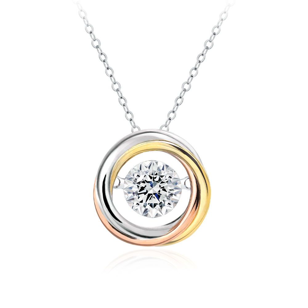 50分18K祈願三色金靈動鑽石項墜