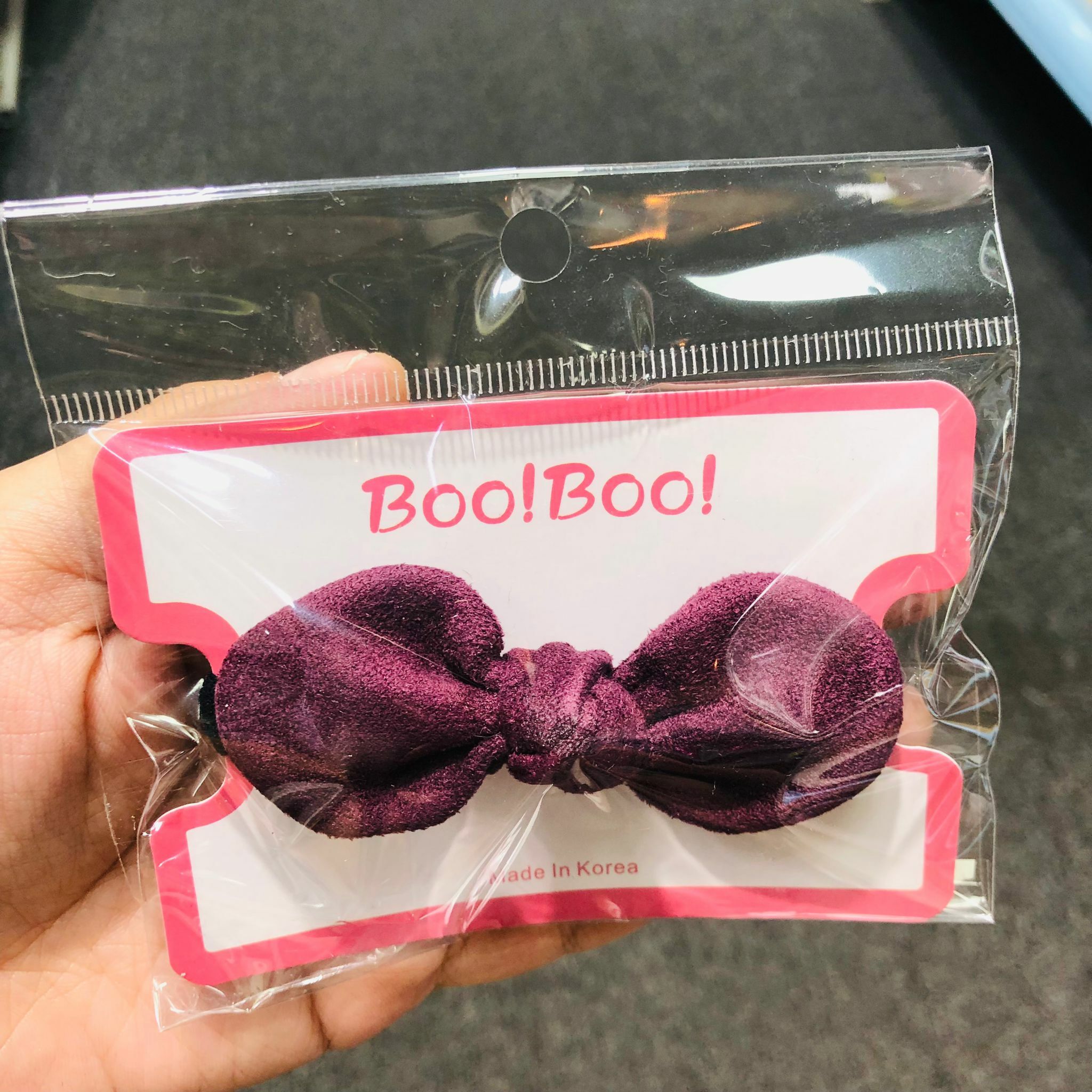 韓國製 Boo!Boo! 棗紅色蝴蝶結橡筋