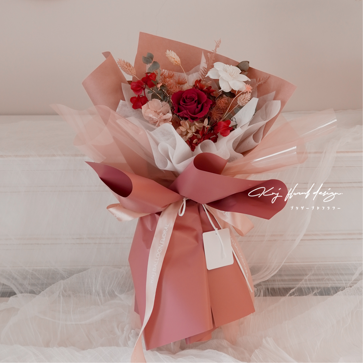 莓果花園．單朵永生玫瑰花束