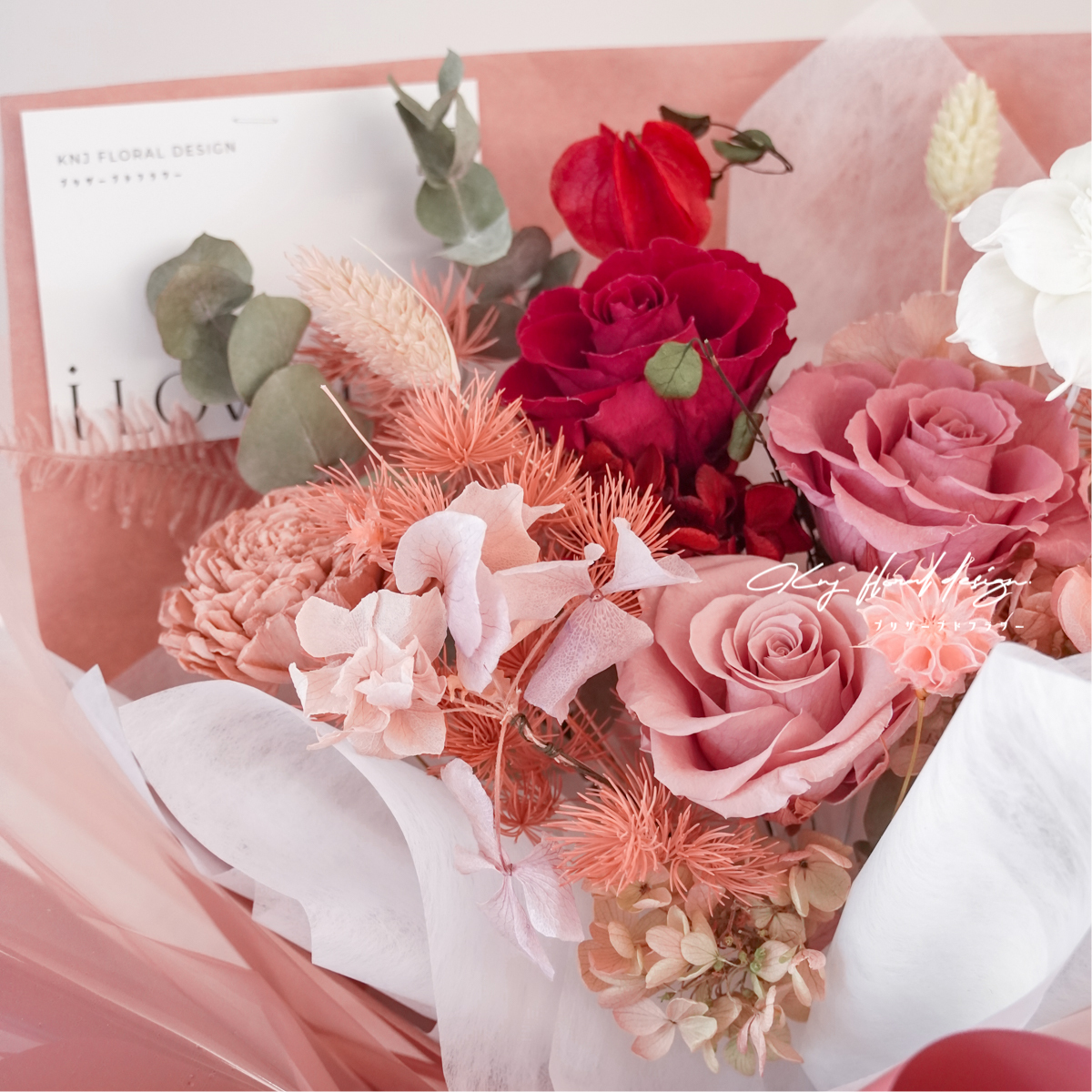 莓果花園．三朵永生玫瑰花束