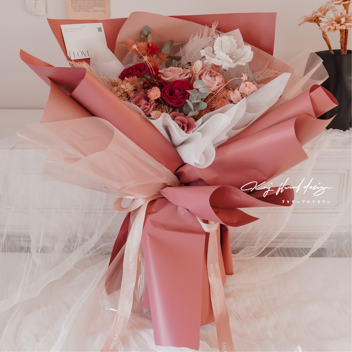 莓果花園．六朵永生玫瑰花束