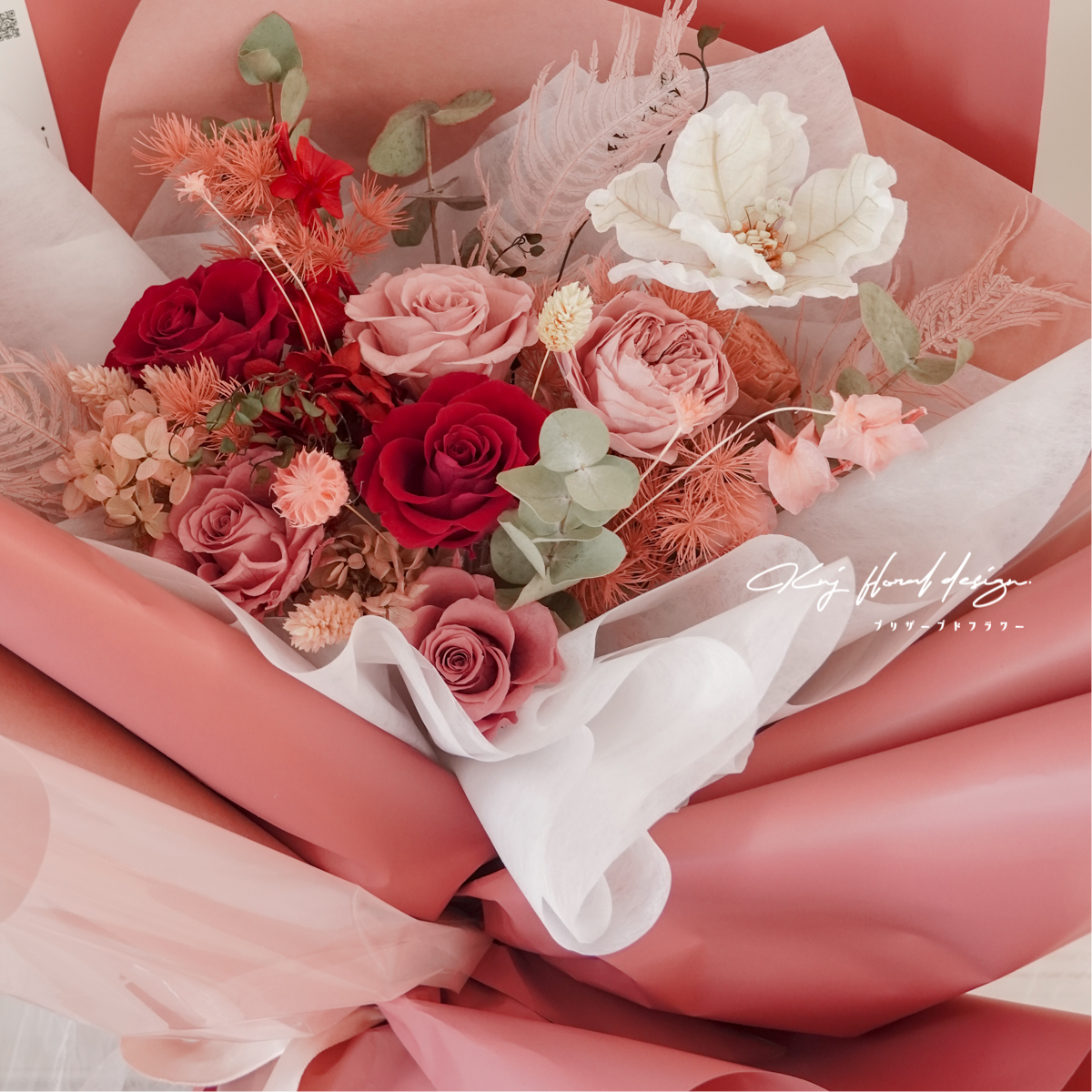 莓果花園．六朵永生玫瑰花束