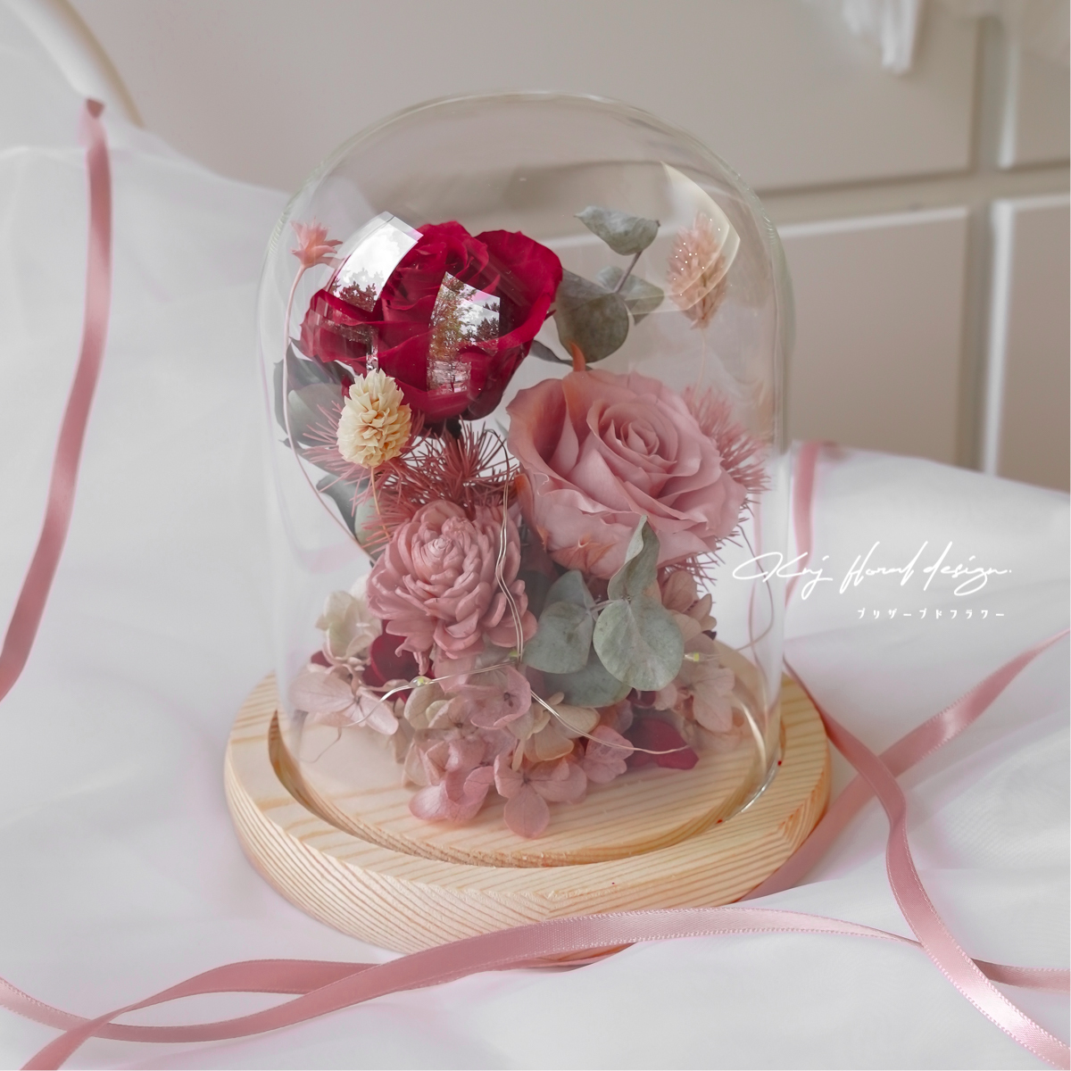 莓果花園永生花玻璃燈盅